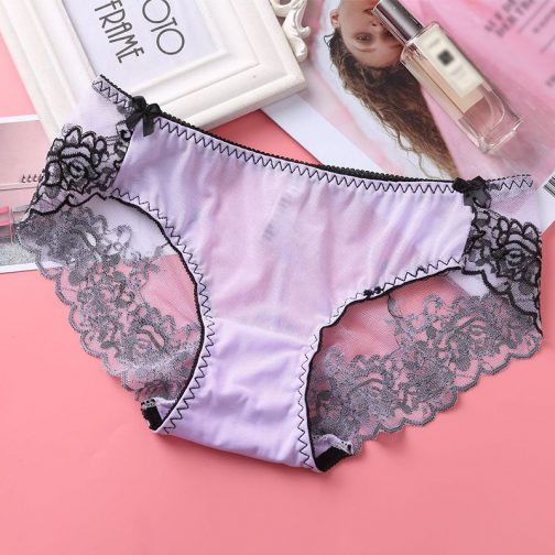 Embroidery Low-Waist Crotch Lace Brief - Image 2