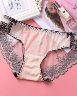 Embroidery Low-Waist Crotch Lace Brief