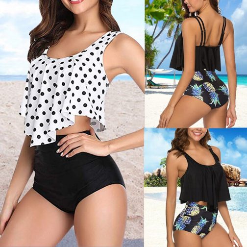 Polka Dots & Pineapple Print Swimming Wear