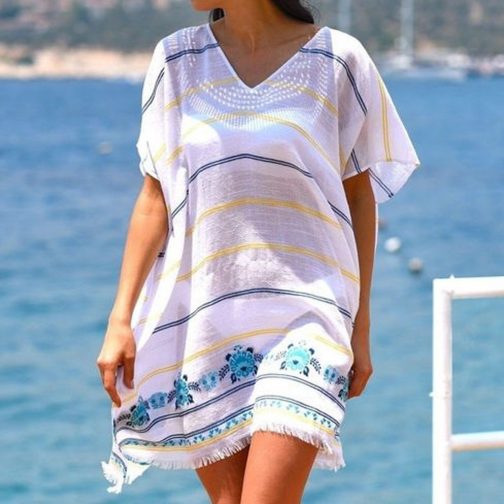 V-Neck Lace Pullover Cover Up