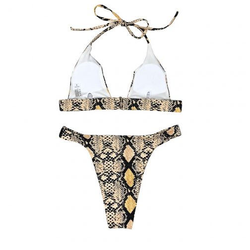 Snake Print Padded Bra Bikini Set - Image 2
