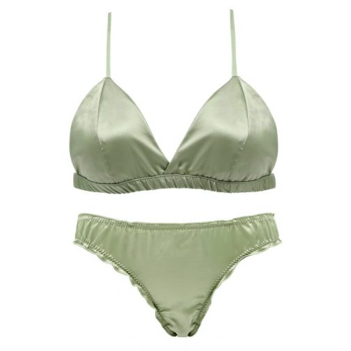 Bralette Wire Free Satin Bra Set - Image 3
