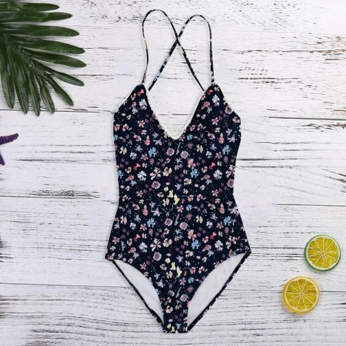 Backless Floral Print Swimwear - Image 2
