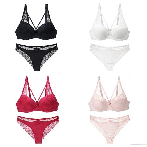 Solid Color Women's Bra Briefs Set - Image 2