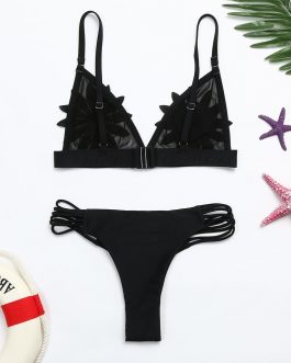Patch Mesh Flower Swimwear