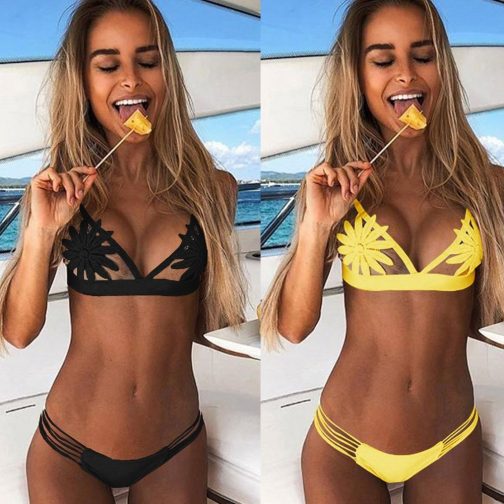 Patch Mesh Flower Swimwear