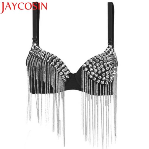 Spike Rivet Tassels Metallic Punk Bra