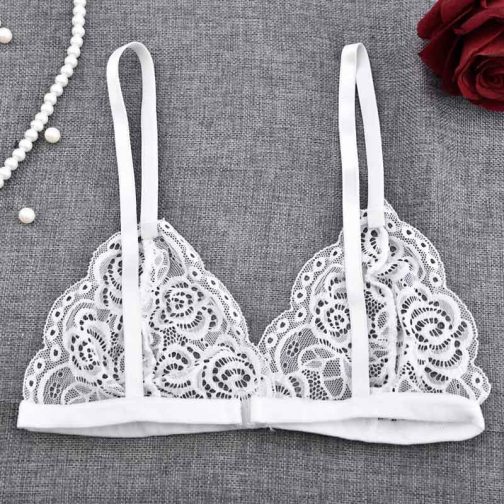 Embroidery Floral See Through Bra - Image 2