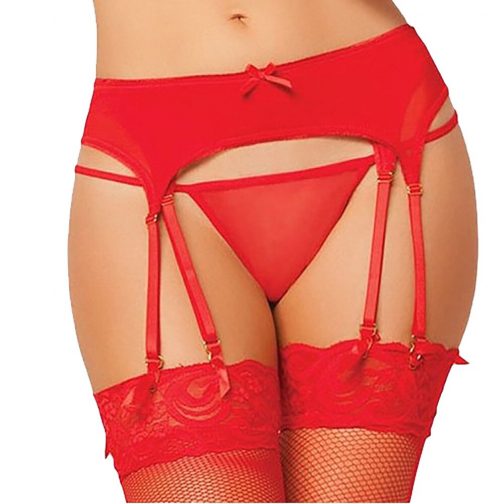 Lady Erotic Bow Perspective Stockings Garter Belt