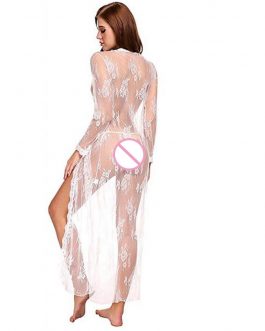 Long Lace Gown See Through Robe