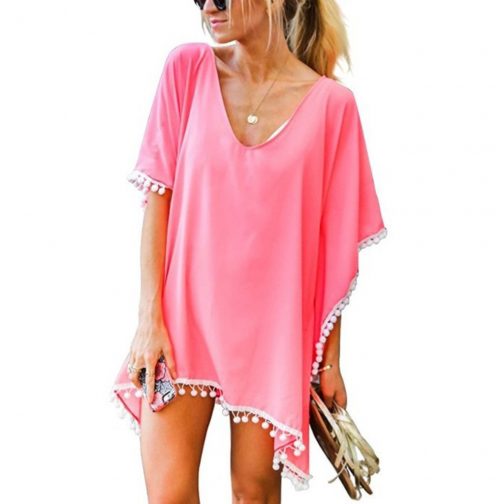 Beach Cover Ups Chiffon Tassels Dress - Image 2
