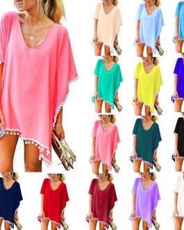 Beach Cover Ups Chiffon Tassels Dress