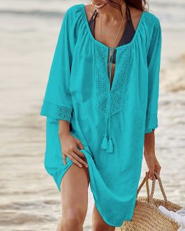 Lace Flare Half Sleeve Cover Up