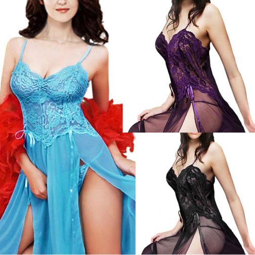 Split Ends Mesh Patchwork Nightdress - Image 2