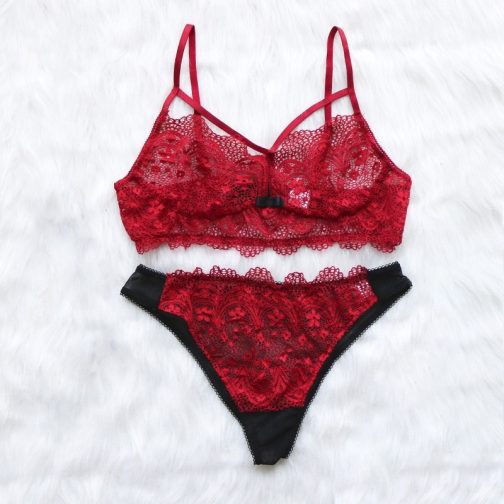 Transparent Unlined Thin Mesh Lingerie Set - Image 3