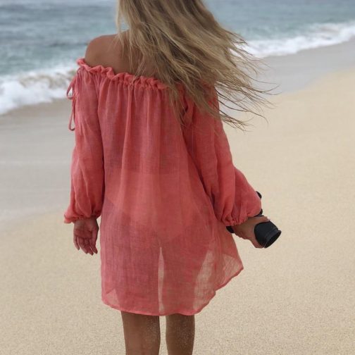 Casual Solid Beach Dress - Image 3