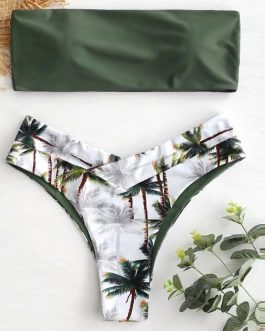 Palm Tree Print Beach Thong Bikini