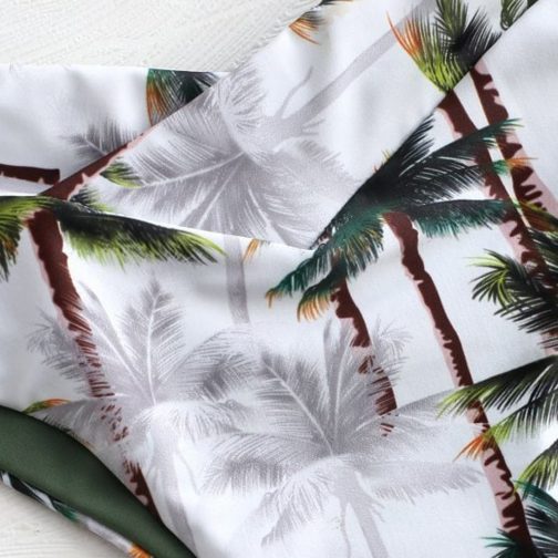 Palm Tree Print Beach Thong Bikini - Image 4