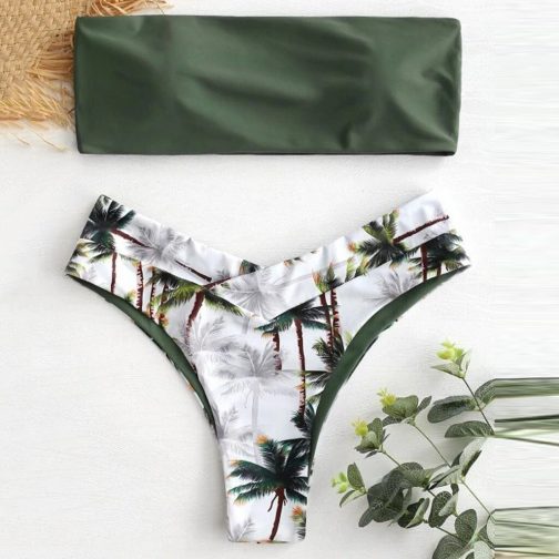 Palm Tree Print Beach Thong Bikini