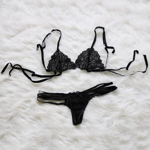 Translucent Bandage Lace Cross Belt Lingerie Set - Image 3