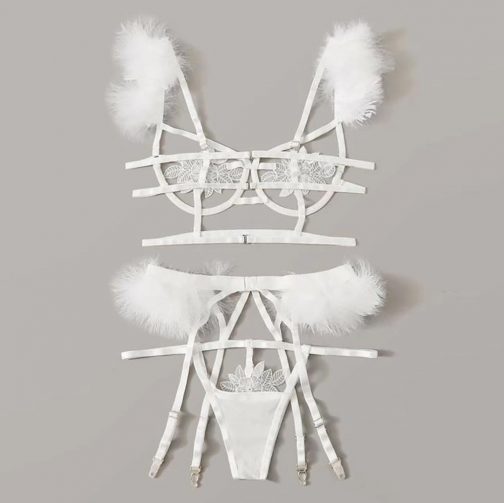 White Feather Lingerie Set - Image 3
