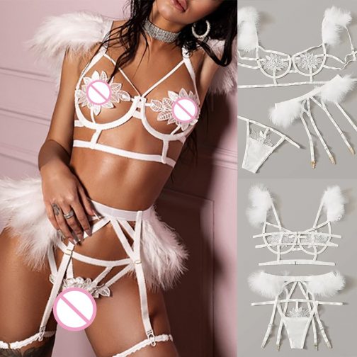 White Feather Lingerie Set