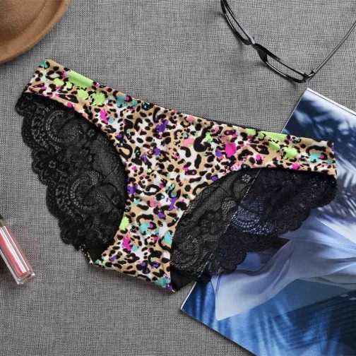 Nylon Leopard Print Low-Rise Panties