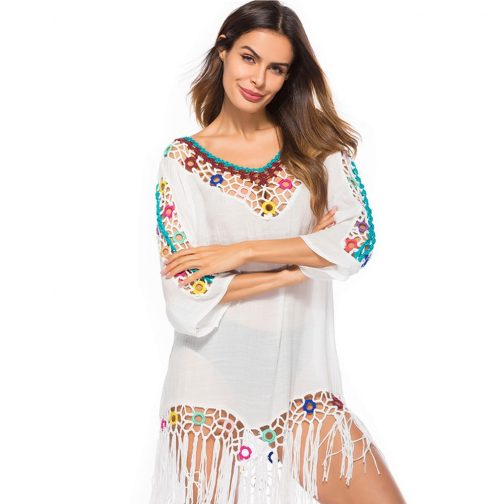 Manual Crochet Knit Hollow-out Cover Up - Image 3