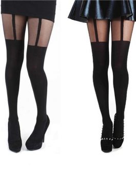 Fake Garter Belt Tights Over The Knee Stockings