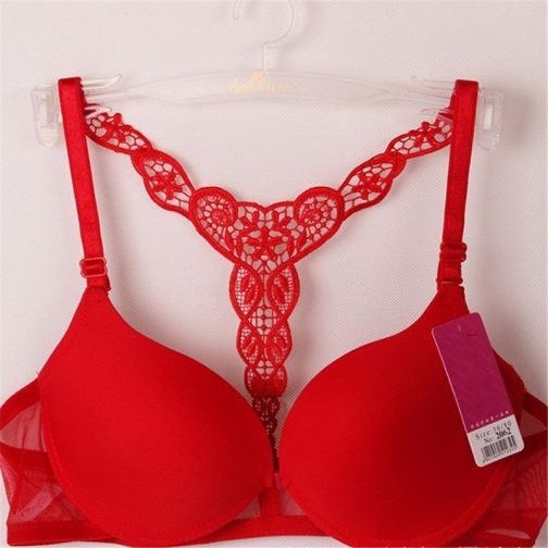 Front Closure Lace Y Line Smooth Surface Bra - Image 2