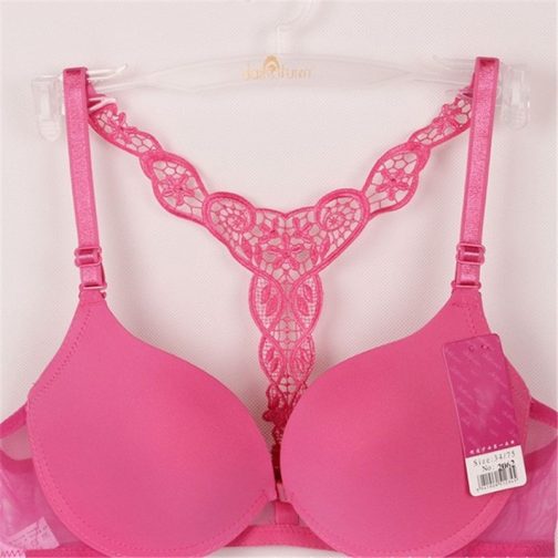 Front Closure Lace Y Line Smooth Surface Bra - Image 3