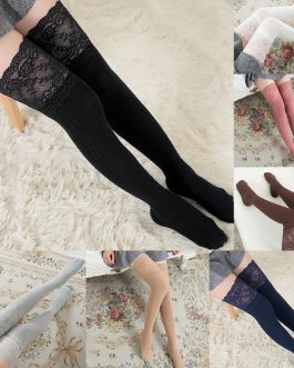 Lace Trim Over The Knee Warm Stockings