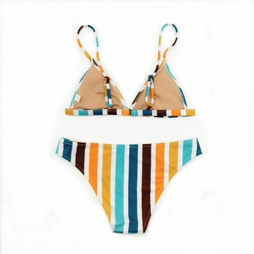 Rainbow Striped Print Bikini - Image 3