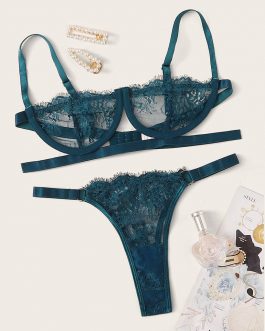 Lace Perspective Racy Muslin Underwear Set