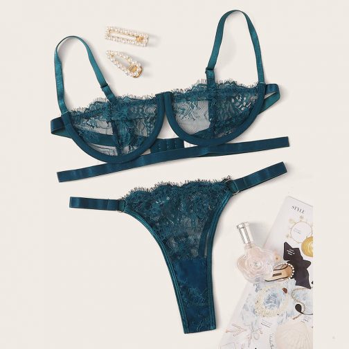 Lace Perspective Racy Muslin Underwear Set - Image 2