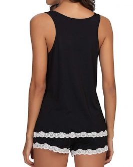Short Solid Striped Sleeveless Sleepwear