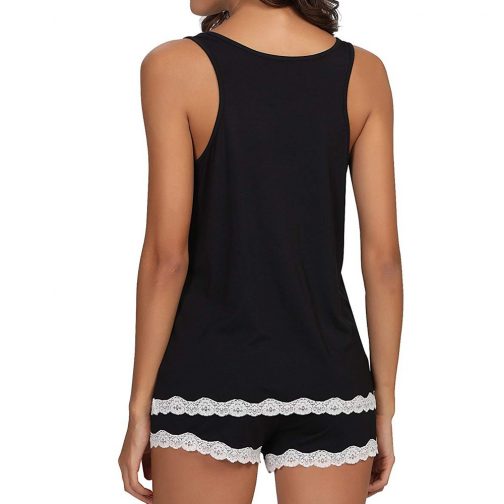 Short Solid Striped Sleeveless Sleepwear - Image 2